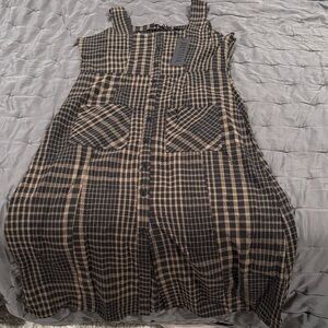 Disturbia Black and Tan Checkered Midi Dress